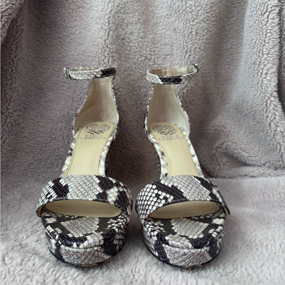 Vince Camuto Black and White Snakeskin Heels